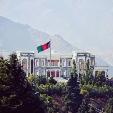 Paghman palace against a mountain backdrop